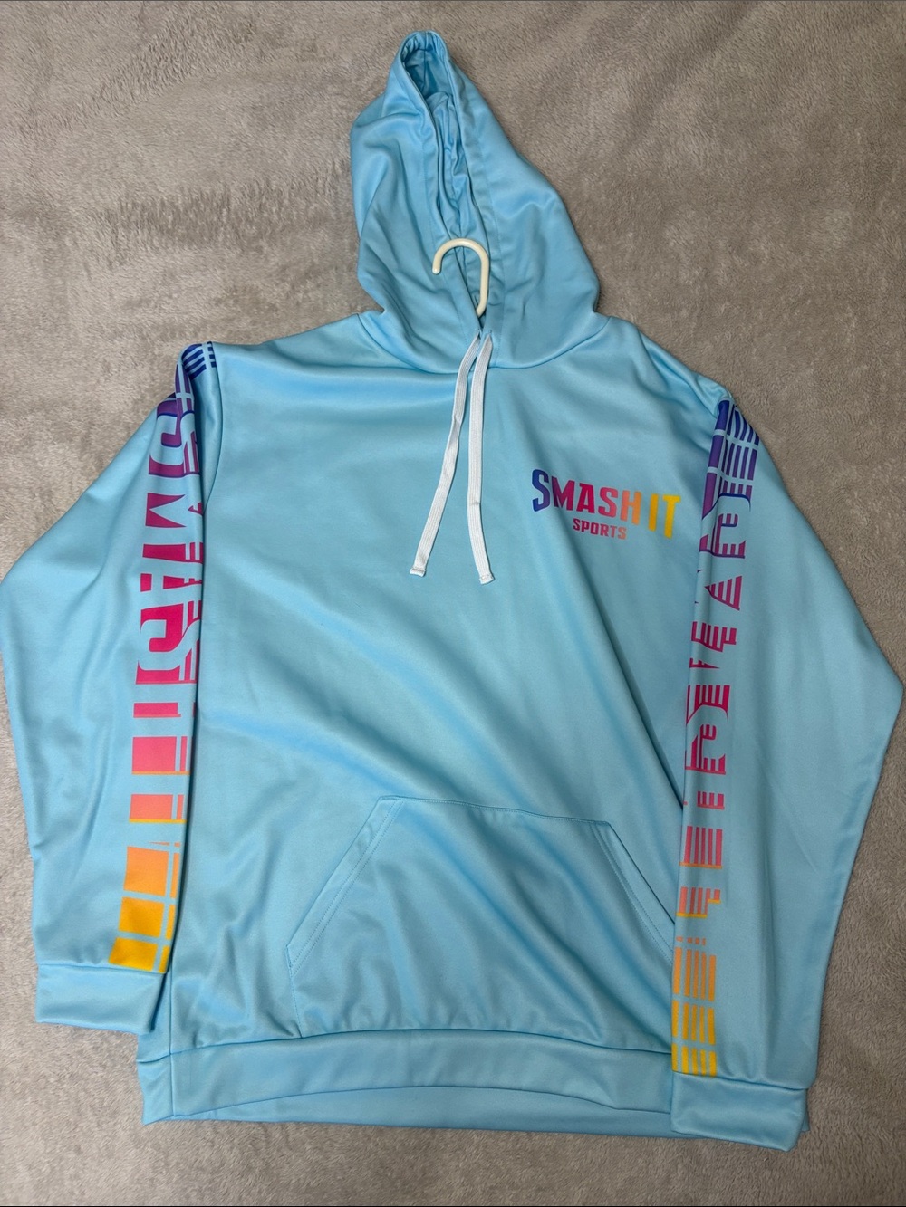 Men's SMASH IT SPORTS Light Blue Graphic Hooded Pullover